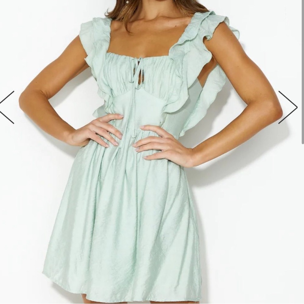 Hello Molly Green Ruffled Tie Front Sundress - Picture 2 of 5